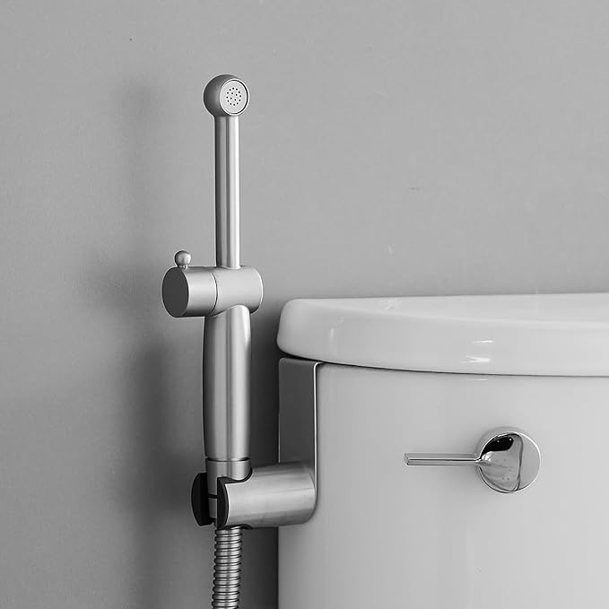 Brushed Nickel Bidet Sprayer Set, Handheld Bidet Taps Attachment for Toilet with Adjustable Water Pressure, Solid Brass Bidet Attachment Set