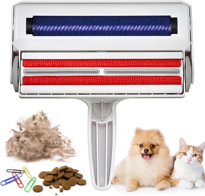 Upgraded Pet Hair Remover and Dirt Remover for Furniture, Reusable Dog Hair Remover Roller for Dog & Cat, Self-Cleaning, Perfect Fur Remover for Couch, Carpet, Bed and Car and More (White)