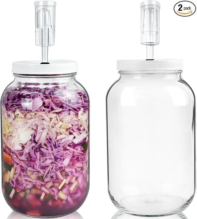 Artcome 2 Pack 1 Gallon Fermentation Jars with Airlocks & Lids - Transform Gallon Jar Into a Fermenter - Perfect for Pickles, Hard Kombucha, Beer, Wine, Cider - Gallon Lid with Econolock Airlock