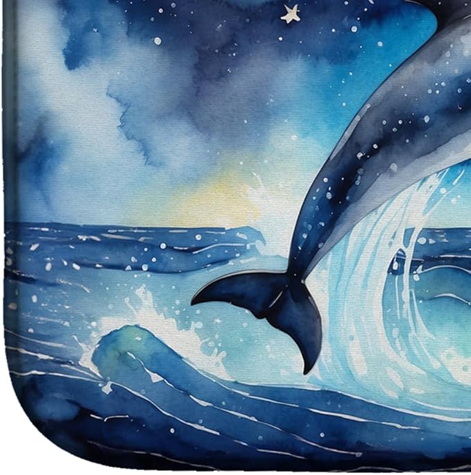 Caroline's Treasures Dolphin in a Starry Sea Dish Drying Mat Absorbent Dish Drying Mat Pad for Kitchen Counter Dish Drainer Mat for Countertop, 14 x 21", Multicolor