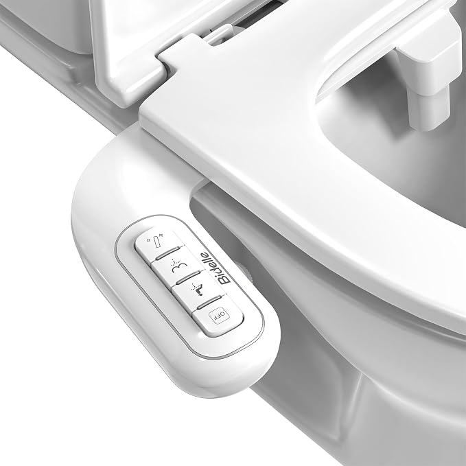 Non-Electric Bidet Attachment for Toilet, Ultra Slim Self-Cleaning Retractable Dual Nozzles for Rear & Feminine Wash, Adjustable Water Pressure,Stainless Steel Inlet