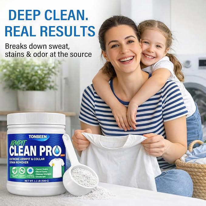 Oxygen Laundry Powder, Sweat & Deodorant Armpit Stain Remover for Clothes, Hyper Concentrated & Suitable for Multi-Stain, Yellow Oil Spot Tough Stain Build Up Remover - Gentle On Fabrics