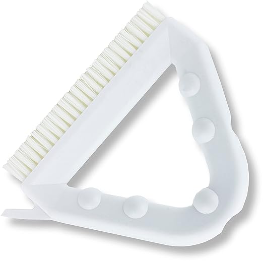 SPARTA Plastic Commercial Grout Brush, Triangle-Shaped Scrub Brush with Scraper and Two Threaded Holes for Attaching Handle (Sold Separately), 9 x 7 x 7 Inches, White