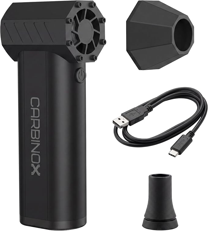 Carbinox Powerblast Electric Compressed Air Dusters for Cleaning - 3 Speed Adjustable Mini Blower with LED Light - 130000 RPM Power Snow Blower Cordless.