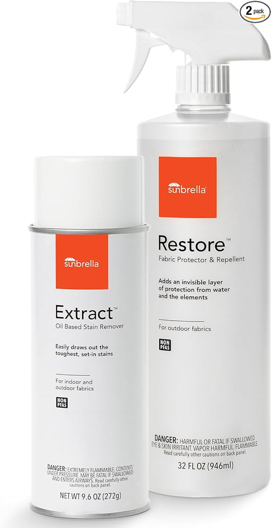 Sunbrella Extract (9.6 oz) + Restore (32 fl oz) Bundle | Extract Oil Stain Remover Fabric Cleaner with Restore Fabric Protector Spray & Water Repellent