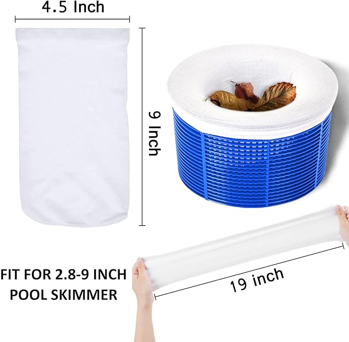 150 Pack Pool Skimmer Socks for Filters Baskets, Works Perfect with The Surface Skimmer for Inground and Above Ground Pool, Swimming Pool Accessories for Adults Kids