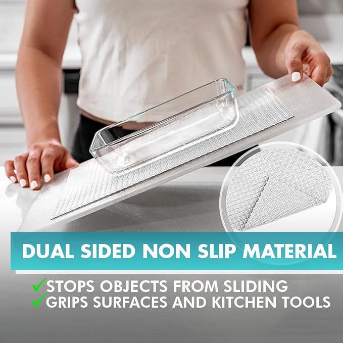 Kitchen Drawer Liners Shelf Liners for Kitchen Cabinets - Truly Non Slip, Non Adhesive Kitchen Cupboard Liners - Easy Cut/Fit, Protect Any Shelves, Wardrobe, Bathroom Surfaces (White, 30 x 900cm)
