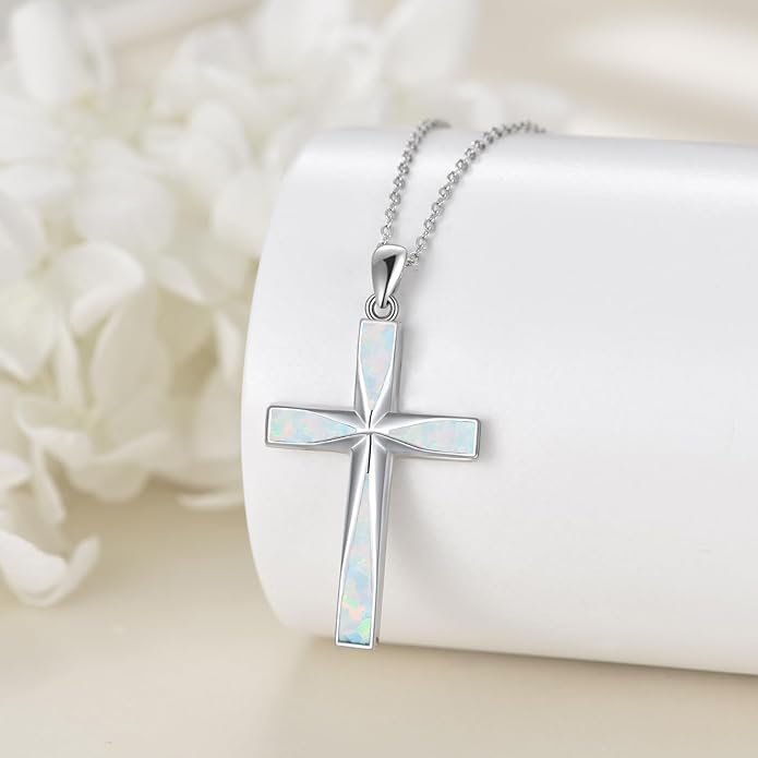 ONEFINITY Religious Cross Pendant Necklace Sterling Silver Origami Cross Pendant Gifts for Women Men Jewelry