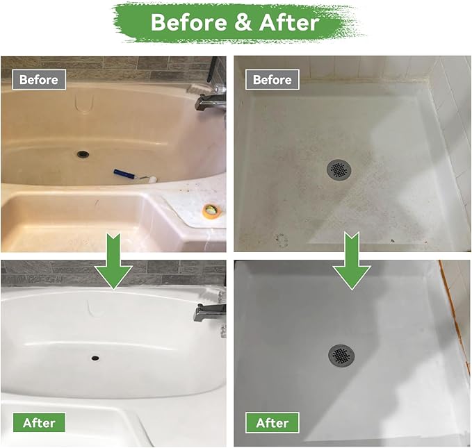 styleonme Tile Paint White, 16oz, 25-30sq.ft, Bathtub Washbasin Toilet Ceramic Tile and Kitchen Countertop Refinishing, Odorless and Non-Toxic Heavy Glaze Epoxy Resin Coating (With tools)