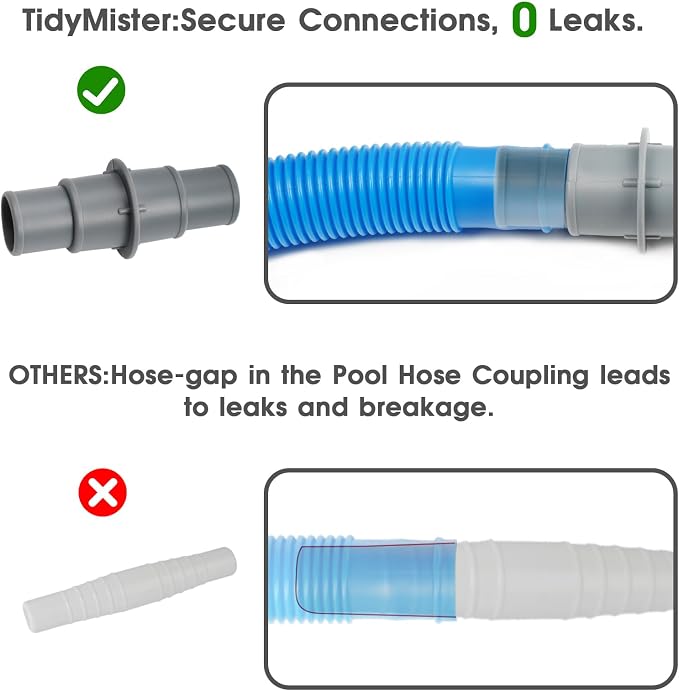 TidyMister Enhanced Pool Vacuum Head with Direction-Control Swivel Handle Kit Included 2X 1-1/4" or 1-1/2" Pool Hose Adapter Connector Coupling