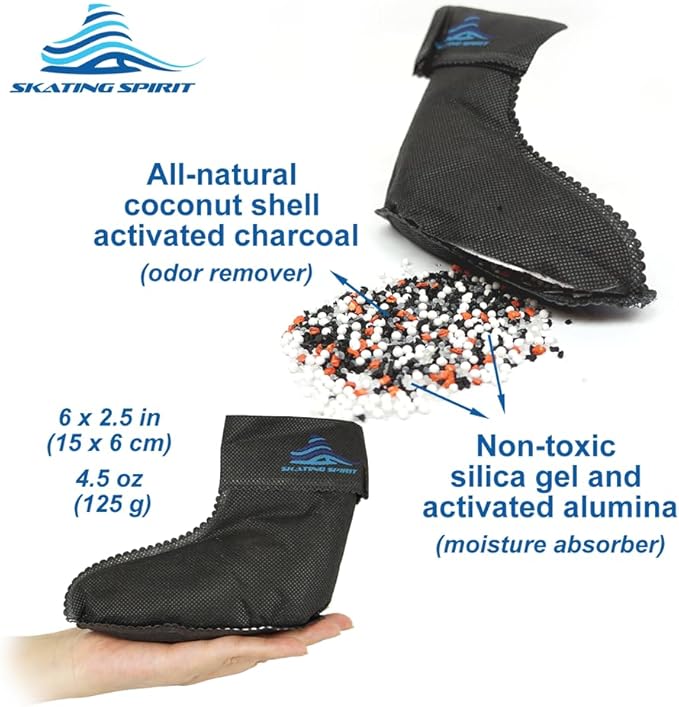 Odor Eliminator Moisture Absorber (1 pair) for Ice Skates, Roller Skates, Hockey Skates, Ski Boots, Work Boots, Sneakers