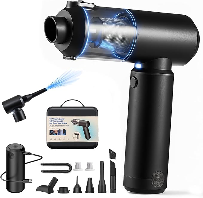 Vacuum Cleaner for Car Handheld Cordless | 4-in-1 Air Blower & Pump, Removable 6000mAh Battery Works as a 35W Power Bank, Vacuum Air Duster 78000RPM, High Power