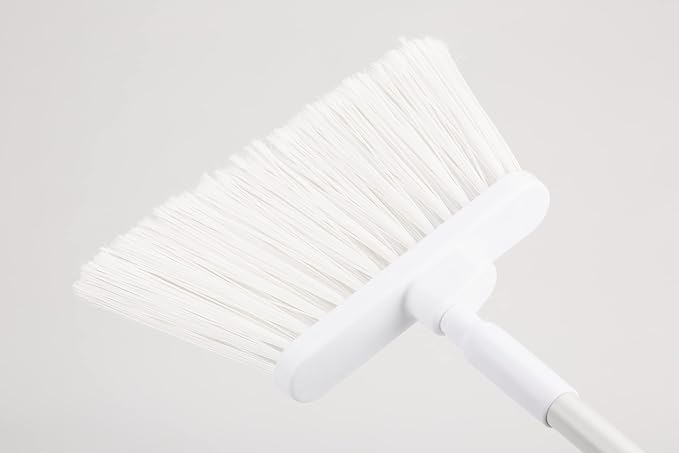 SPARTA 41082EC02 Plastic Color Coded Broom, Flagged Bristles, Long Broom With Angled Head For Large Debris, 56 Inches, White