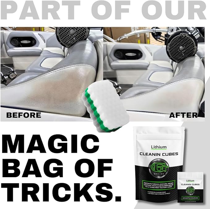 Lithium Cleaning Cubes- Hydrating Car Cleaner Interior for Leather, Plastic, Carpet, Vinyl, and Tesla Vegan Leather - Non Toxic and Color Safe Interior Car Cleaner