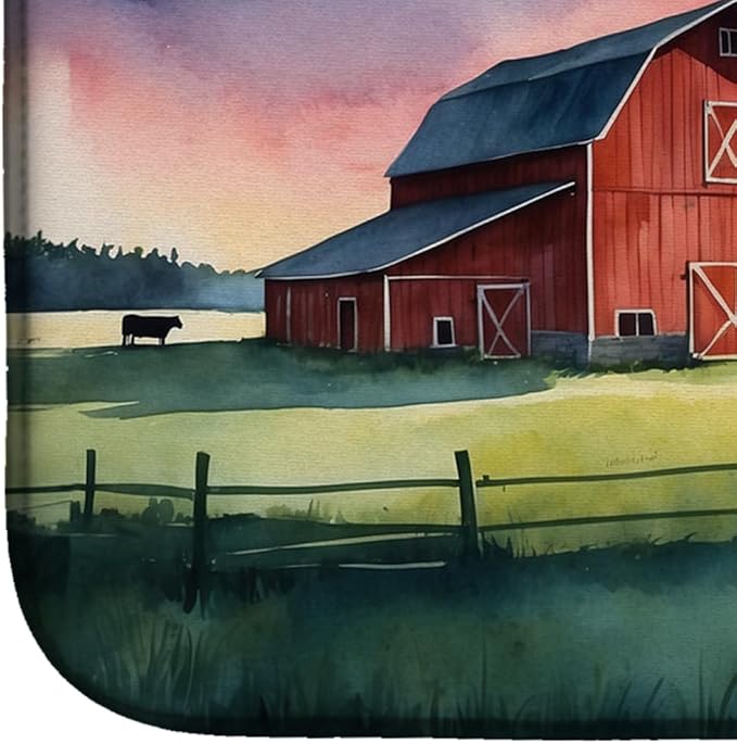 Caroline's Treasures Barn at Twilight Dish Drying Mat Absorbent Dish Drying Mat Pad for Kitchen Counter Dish Drainer Mat for Countertop, 14 x 21", Multicolor