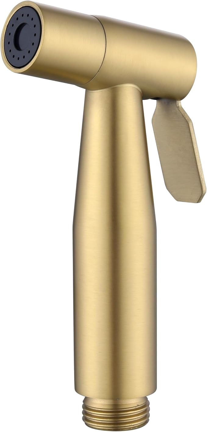 Brushed Gold Bidet Sprayer Head Only, Stainless Steel Handheld Toilet Sprayer Replacement with G1/2 Connector, Adjustable Pressure for Cloth Diaper, Pet Shower, Bathroom Cleaning