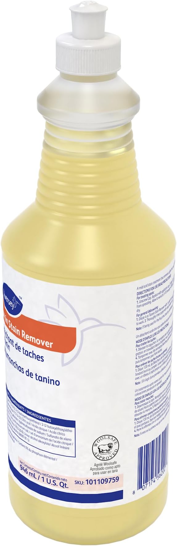 Diversey 101109759 Tannin Stain Remover, Carpet Cleaner for Coffee, Tea and Cola Stains, Ready-to-Use Liquid, Fruity Scent, 32-Ounce