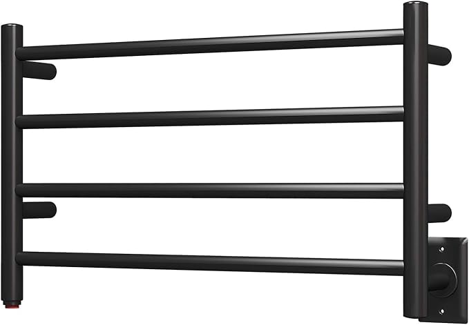 HEATGENE Towel Warmer 4 Bar Towel Dryer Wall-Mounted Plug-in Bath Towel Heater - Matte Black
