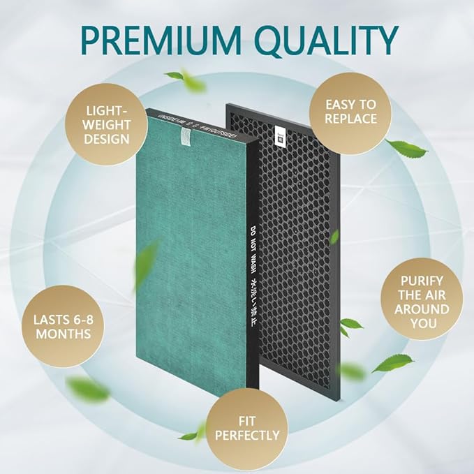 1 Set KC860U Filter Compatible with Sharp KC860U Filter Replacement Air Pur-ifier Model KC-860U, H13 Ture HEPA for Home Clean, Acti-vated Car-bon for Smoke, Odors