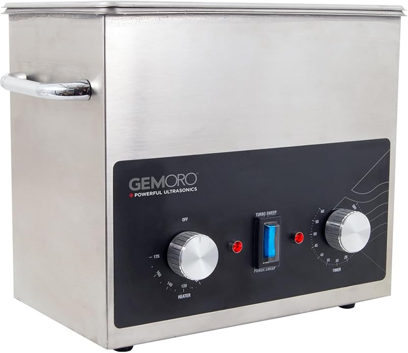 GemOro Ultrasonic Jewelry Cleaner | Heated Stainless Steel Personal Gentle Cleaner with Basket | Professional Performance Machine for Rings Watches Glasses Earrings