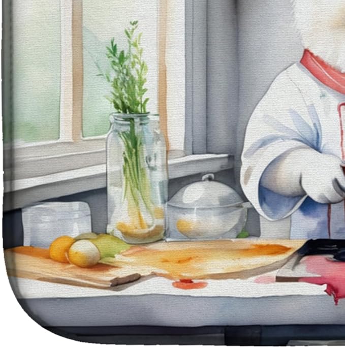 Caroline's Treasures DAC6319DDM Samoyed The Chef Dish Drying Mat Absorbent Dish Drying Mat Pad for Kitchen Counter Dish Drainer Mat for Countertop, 14 x 21", Multicolor