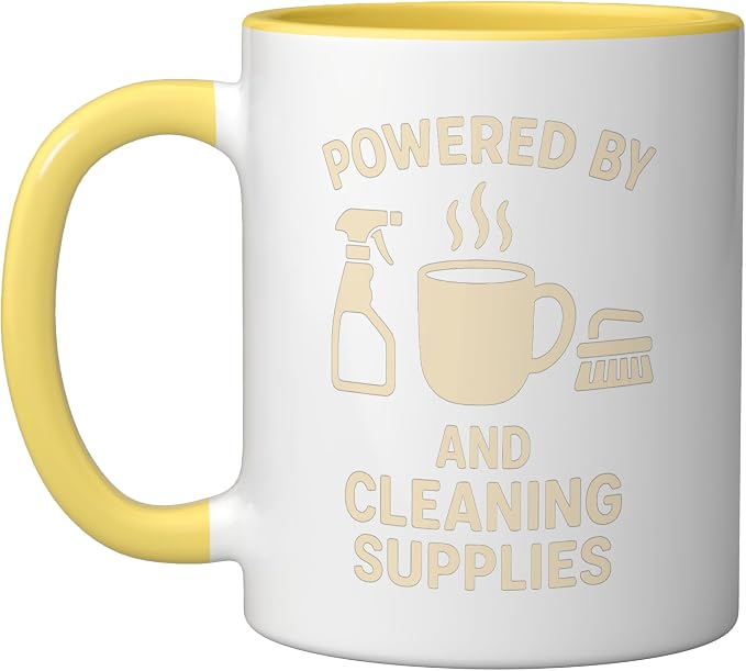 Coffee & Cleaning Supplies Daily Fuel Ceramic Mug, Yellow/White