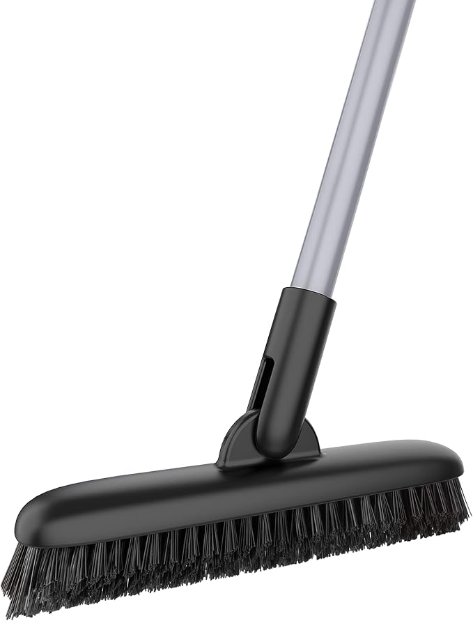 MR.SIGA Heavy Duty Grout Scrub Brush with Long Handle, Shower Floor Scrubber for Cleaning, Tile Scrub Brush with Stiff Bristles
