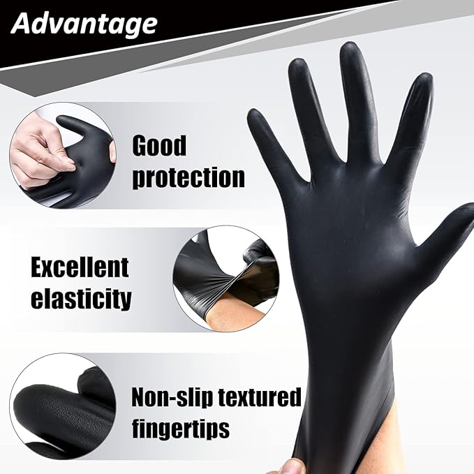 PROMEDIX P Nitrile Disposable Gloves,4mil-1000 Count,Gloves Disposable Latex Free,Powder Free for Cooking,Household,Food safe,(XL,Black of 1000)