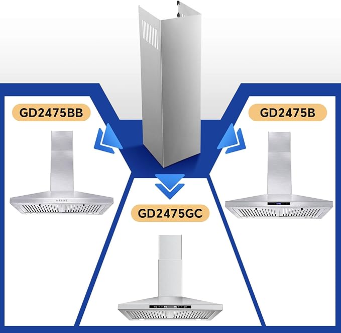 Stainless Steel Chimney Extension for SNDOAS Range Hood GD24 Series, 31.5 inch, Wall-Mounted style (Silver)