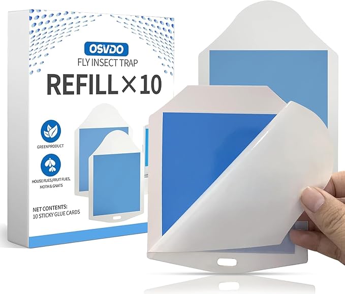 OSVDO Trap Refills, Flying Insect Trap Refills Kit NO Device - 10 Pcs Glue Cards, Each Glue Card Lasts up to 35-Day or Until Full (10 x Refills), White