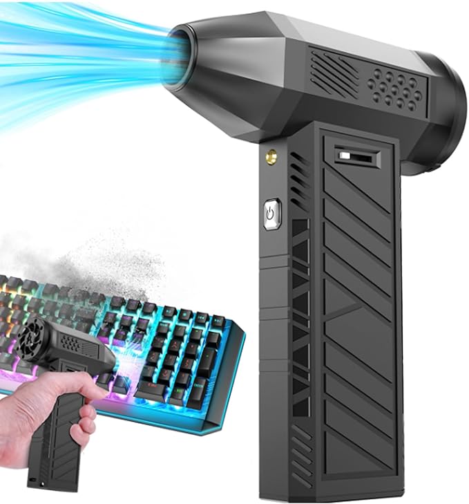 Compressed Air Duster, 130000RPM Stepless Speed Adjustable Brushless Motor Electric Air Blower with LED Light Type C QC15W Quick Charging Cordless Cleaner for Keyboard Car Outdoor