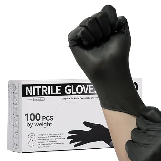 Jointown Black Nitrile Gloves Disposable, 3 Mil Thin Gloves, Latex Free, Powder-Free Food Safe Gloves For Cooking Cleaning Food Prep Tattoo Hair Dye, 100 Pcs, Small