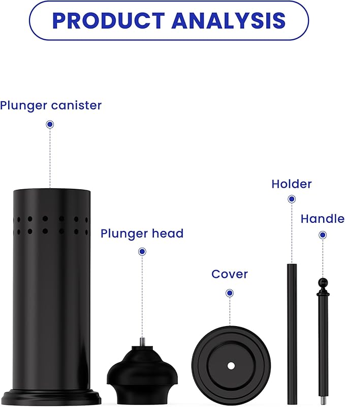 DOWRY Anti-Hand Off Toilet Plunger with Holder for Bathroom,Powerful Efficient Force Suction Cup,Heavy Duty, Deep Cleaning Black