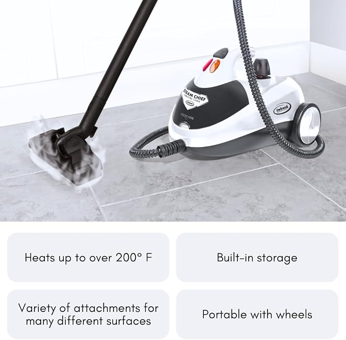 Ewbank 1800W Steam Cleaner, with attachments, Carpets, Tile, Floors, car, Upholstery, Bathroom, Kitchen, Windows, Grout