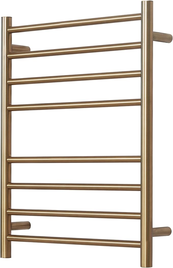 Electric Heated Towel Warmer - Wall Mounted Bathroom Towel Rack, Plug-in Design & Brushed Stainless Steel Finish 8 Bar Gold with Single Press
