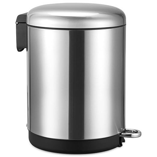Fashionwu Trash Can, 2 x 4 Gallon (2 x 15 Liter) Stainless Steel Trash Can, Includes 2 Removable Inner Bins, Soft Close Lid Kitchen Recycling Bin, Suitable for Home, Office, Business, Silver