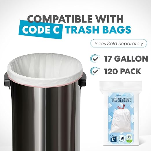 Simpli-Magic 65 Liter / 17 Gallon Open Top Trash Can, Elegant Black Finish