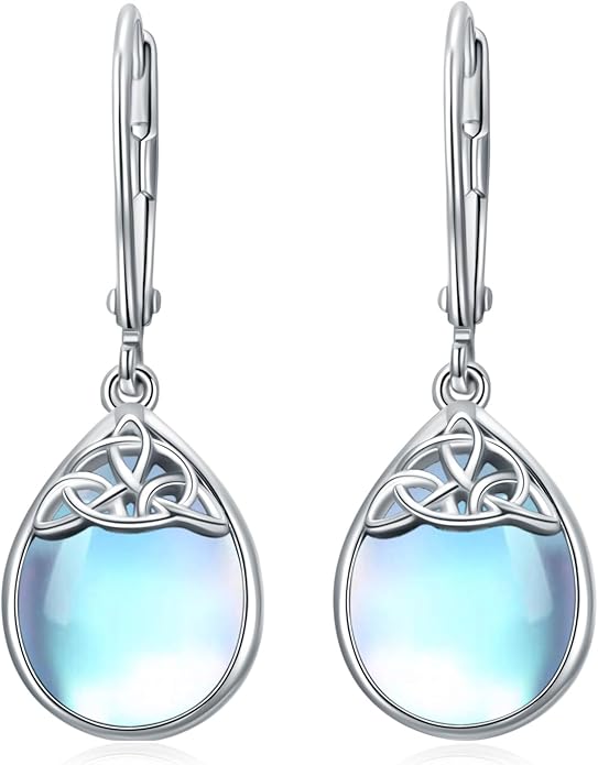PELOVNY Celtic Knot Filigree Earrings for Women 925 Sterling Silver Moss Agate/Birthstone Infinity Earrings Birthday Christmas Jewelry Gifts for Mom Daughter Wife Sister