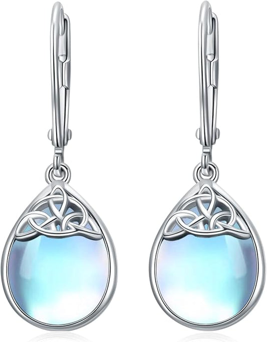 PELOVNY Celtic Knot Filigree Earrings for Women 925 Sterling Silver Moss Agate/Birthstone Infinity Earrings Birthday Christmas Jewelry Gifts for Mom Daughter Wife Sister