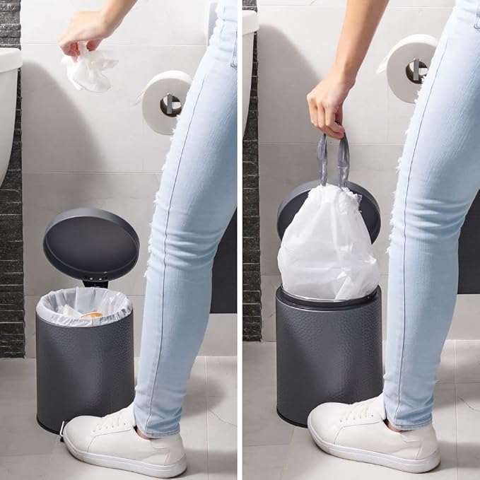 Plasticplace Custom Fit Trash Bags, Compatible with Simplehuman Code L (200 Count) White Drawstring Garbage Liners 4.8 Gallon / 18 Liters, 16.75" x 24.5"