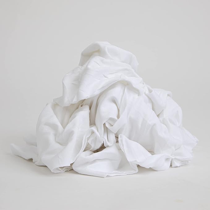 Arkwright W43 Cotton Tshirt Rags - 10 lb Bag - (Case of 4) Soft Lint Free Cloths for Cleaning, Streak & Scratch-Free, Professional Grade Bulk Wiping Towels for Polishing, Painting, and Staining, White