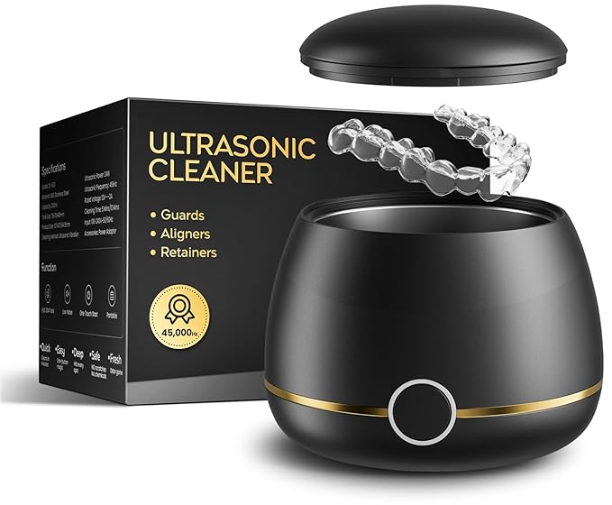 Dental Ultrasonic Retainer Cleaner Pod: Nicwell Morning Cleaning Silent Operation - Stain-Free Confidence for Married Women 200ml Tank