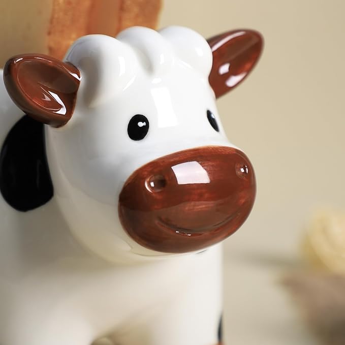 Ceramic Cartoon Cow Shape Sponge Holder for Kitchen Sink, Compact Sink Caddy Organizer, Sccouring Pad and Dish Sponge Holder