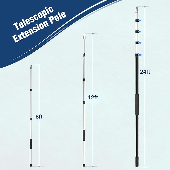 Lineslife Telescoping Pole, 3-8 FT Paint Roller Extension Pole, Multi-Purpose Sturdy Aluminum Alloy with Twist-Lock Design for Windows, Painting, Dusting and Cleaning