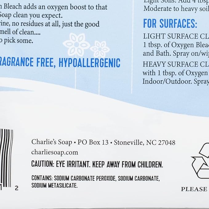 Charlie’s Soap Baby Variety Pack Pre Spray 32 Oz, Laundry Powder (100 Load), & Baby Oxi Bleach Bundle (Pack of 3)
