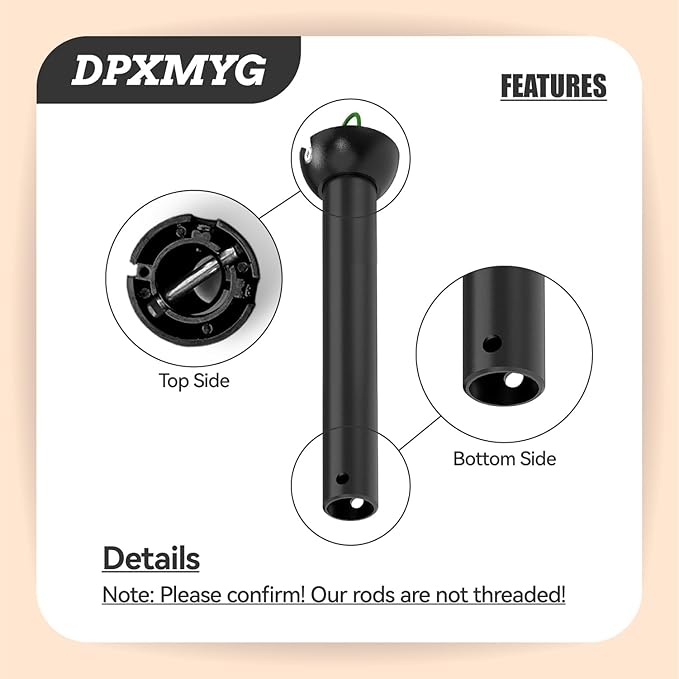 5 inch Black Ceiling Fan Downrod with Ball Head, Downrod for Ceiling Fan, 1 inch Outside Diameter, Suitable for a Wide Range of Fans (with Ball Head, Not Threaded)
