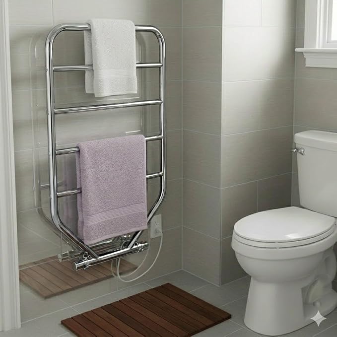 Warmrails Traditional Towel Warmer - Free-Standing or Wall Mounted Towel Warmer Rack for Drying Towels and Garments - 34-Inch Chrome Finish Frame with 4 Bars - Model RTC