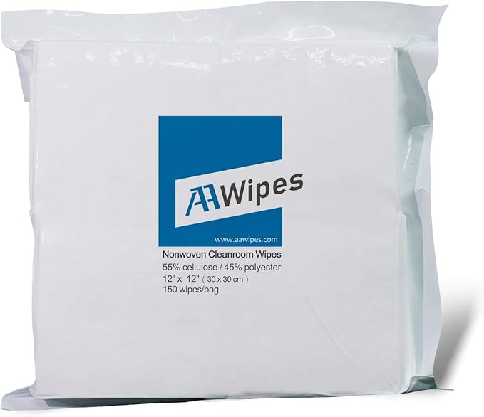 AAwipes Cleanroom Wipes Nonwoven Wipers Cellulose/Polyester Blend (12" x 12" 300PCS) for Lab, Electronics, Pharmaceutical, Printing and Semiconductor Industries (NW06812-300)