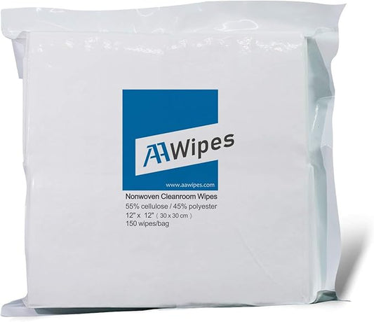 AAwipes Cleanroom Wipes Nonwoven Wipers Cellulose/Polyester Blend (12" x 12" 300PCS) for Lab, Electronics, Pharmaceutical, Printing and Semiconductor Industries (NW06812-300)