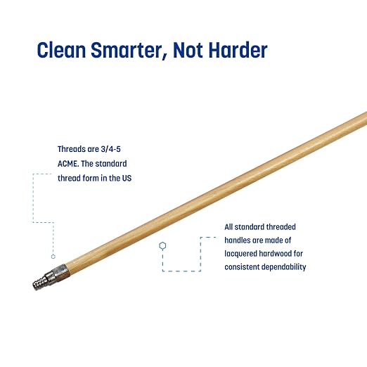Carlisle FoodService Products 4027500 Wood Handle with Metal Threaded Tip, 7/8" Dia. x 40" L (Case of 12)